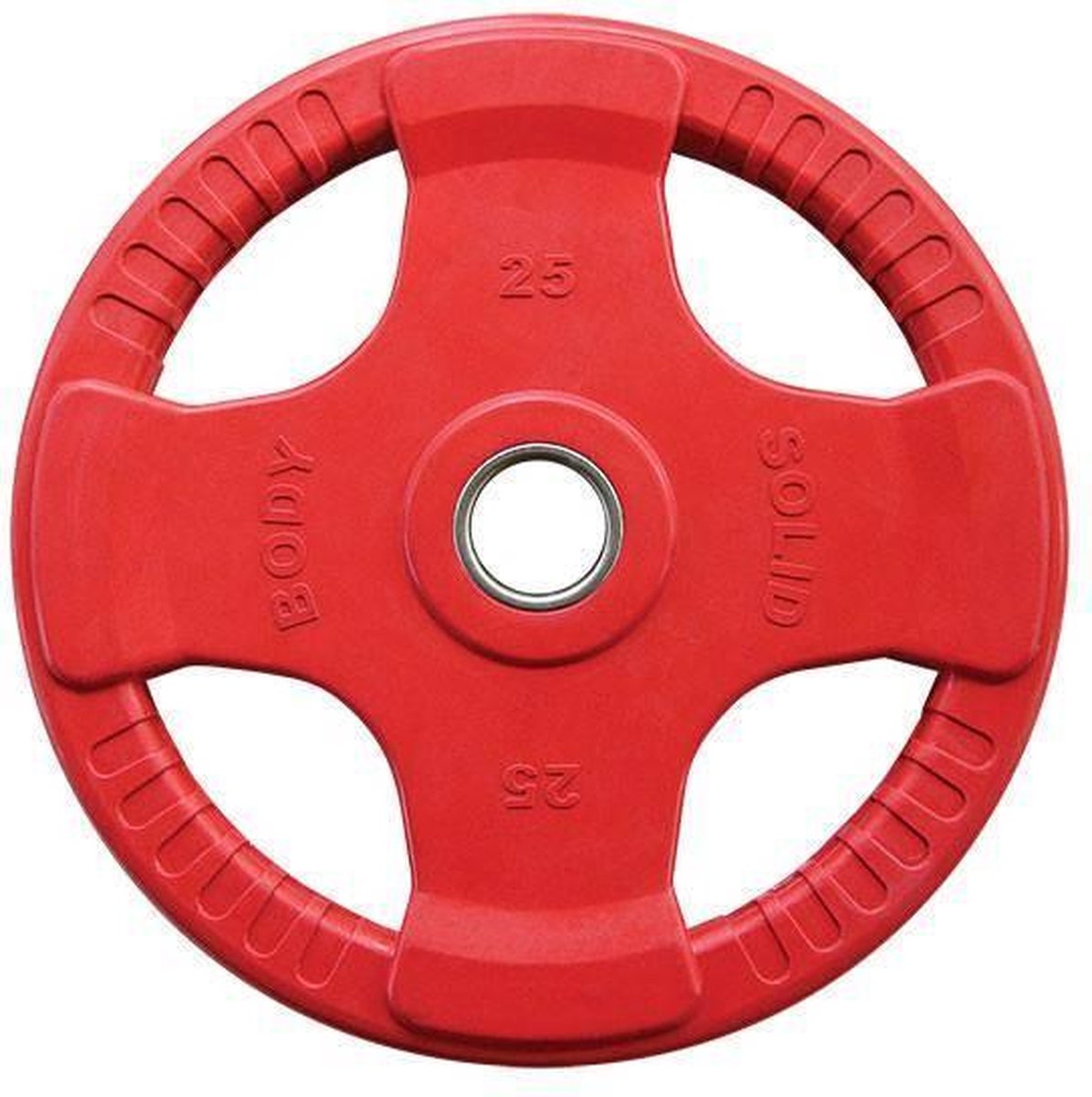 Gekleurde Rubberen Olympische Halterschijven 50 mm ORCK - per stuk - 25 kg - Rood - Zwart