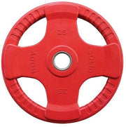 Gekleurde Rubberen Olympische Halterschijven 50 mm ORCK - per stuk - 25 kg - Rood - Zwart