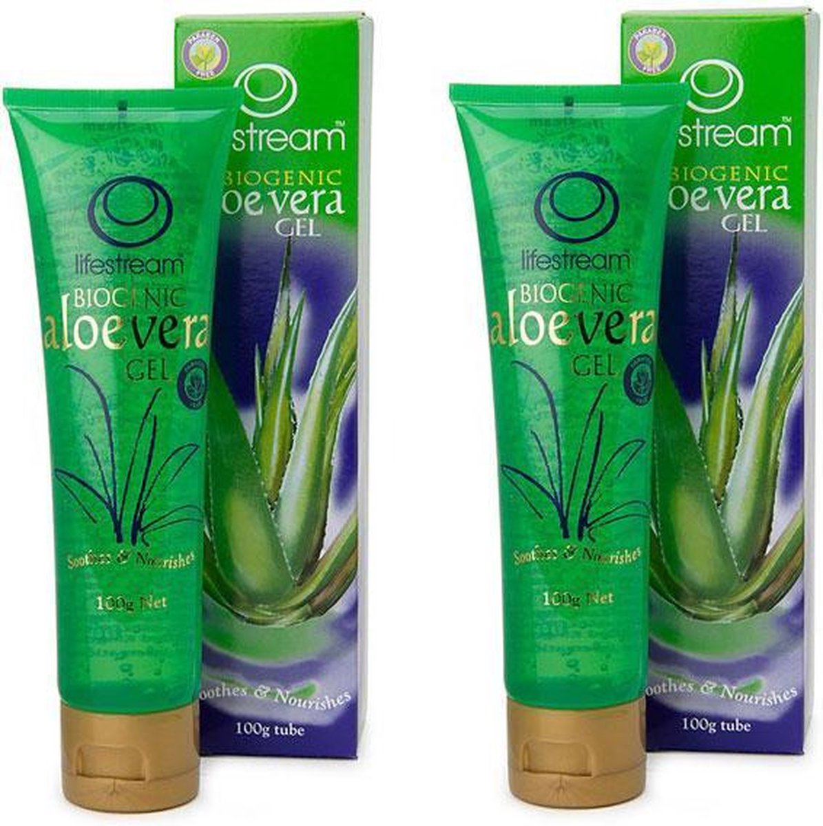 Lifestream Biogenic Aloë Vera Gel - Organically Grown - Voordeelset -  2 Tubes 100 gr.!!- Huid herstellend - Jeuk Processierups - Verzachtend na zonverbranding.