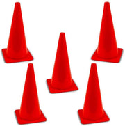 eSam® - 5 tapsvormige behendigheidskegels - Trainingspionnen - Kegels - Pionnen - Pylonen - 38 cm hoog - set van 5 stuk - Rood