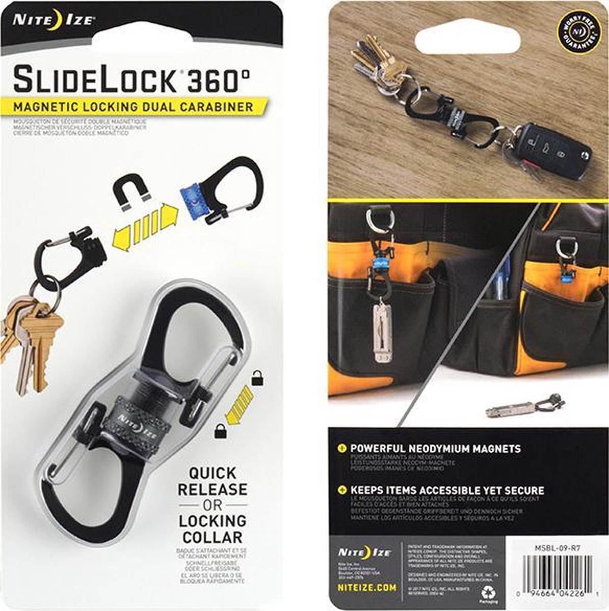 NITE IZE SlideLock 360° Magnetic Locking Carabiner - Blue