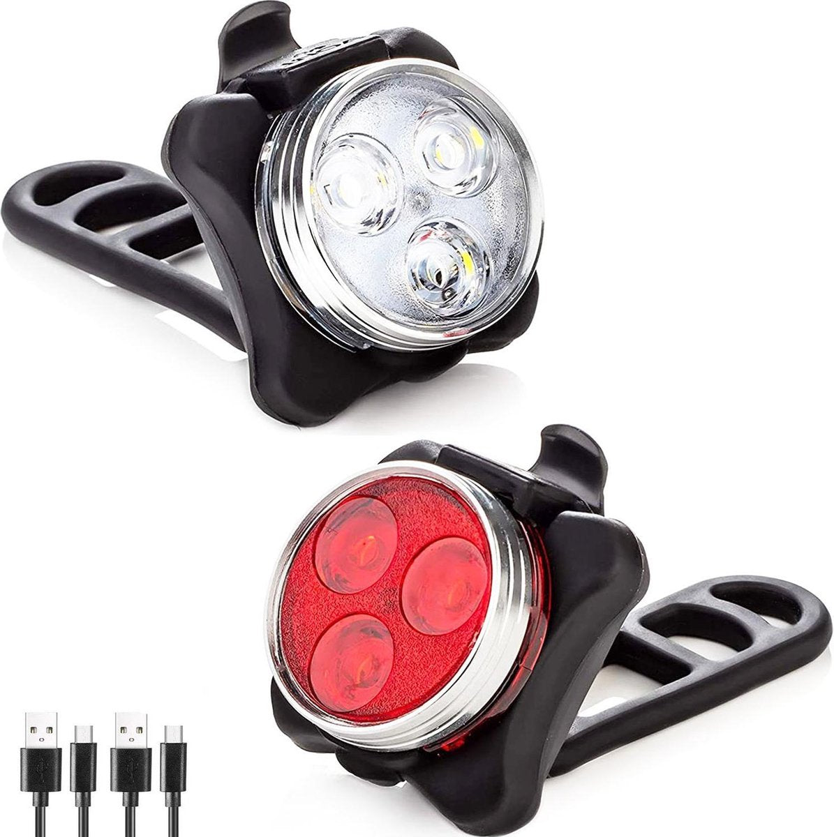 Lifest USB Oplaadbare LED Fietsverlichtingset - Voor- en Achterlicht Fiets - USB Oplaadbaar