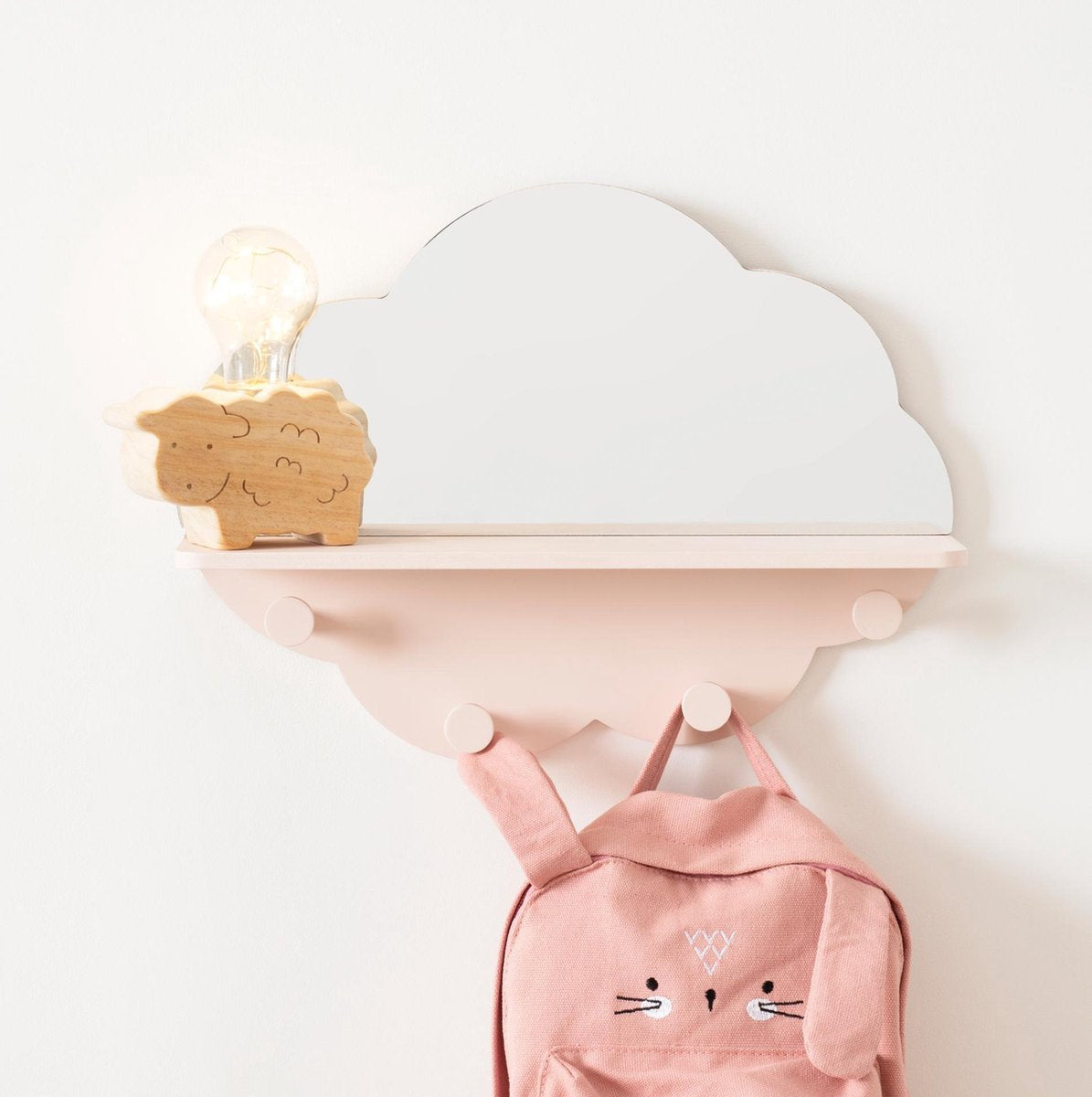 Wandplank met Wandkapstok - Kapstok Kinderkamer - Roze