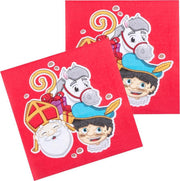 Servetten Sinterklaas 33 x 33 cm papier rood 12 stuks