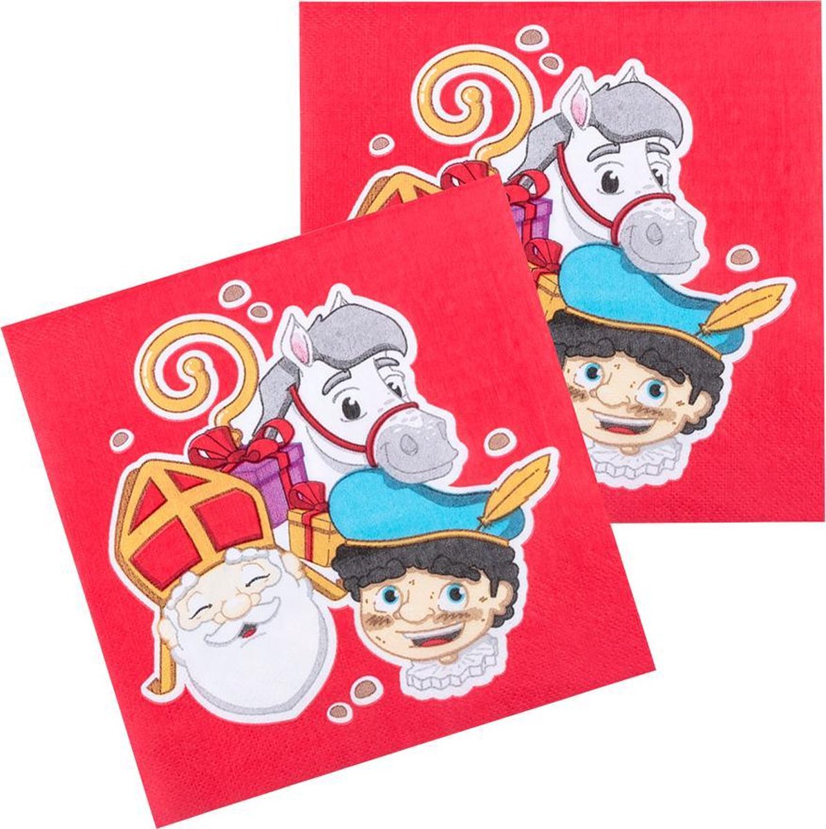 Servetten Sinterklaas 33 x 33 cm papier rood 12 stuks