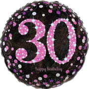 Helium Ballon 30 Jaar Roze 43cm leeg