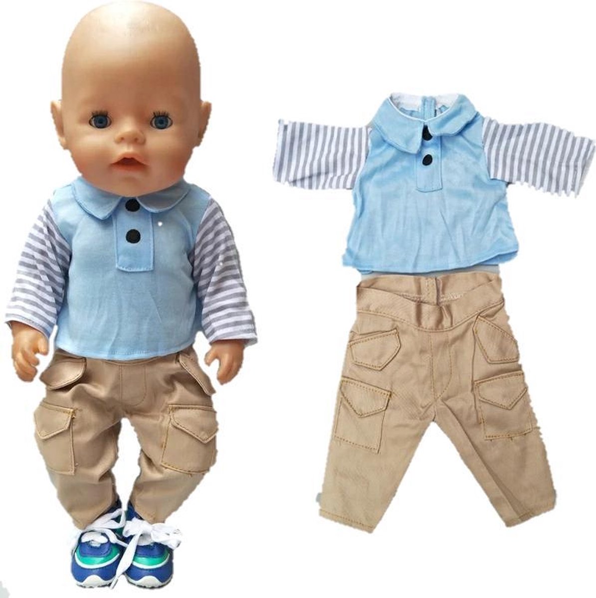 Poppenkleertjes - Geschikt voor Baby Born - Nette outfit - Blouse en broek - Kerst outfit