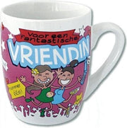 Verjaardag - Cartoon Mok - Voor een fantastische vriendin - In cadeauverpakking met gekleurd lint
