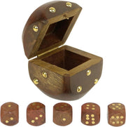 Houten Dobbelsteen Doos met 5 Dobbelstenen