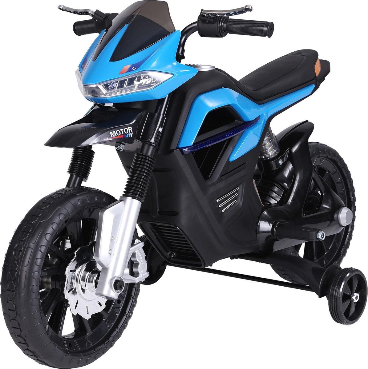 HOMCOM Elektrische kindermotor zwart/blauw 105 x 52