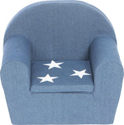 Peuterstoeltje-Kinderfauteuil Denim blauw+ster