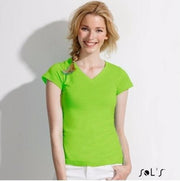 Dames t-shirt  V-hals lime 42 (XL)