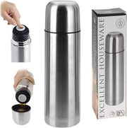Basis Thermoskan | Isolatiekan bullet 0.75 ltr | Roestvrijstale drinkbeker | Zilver