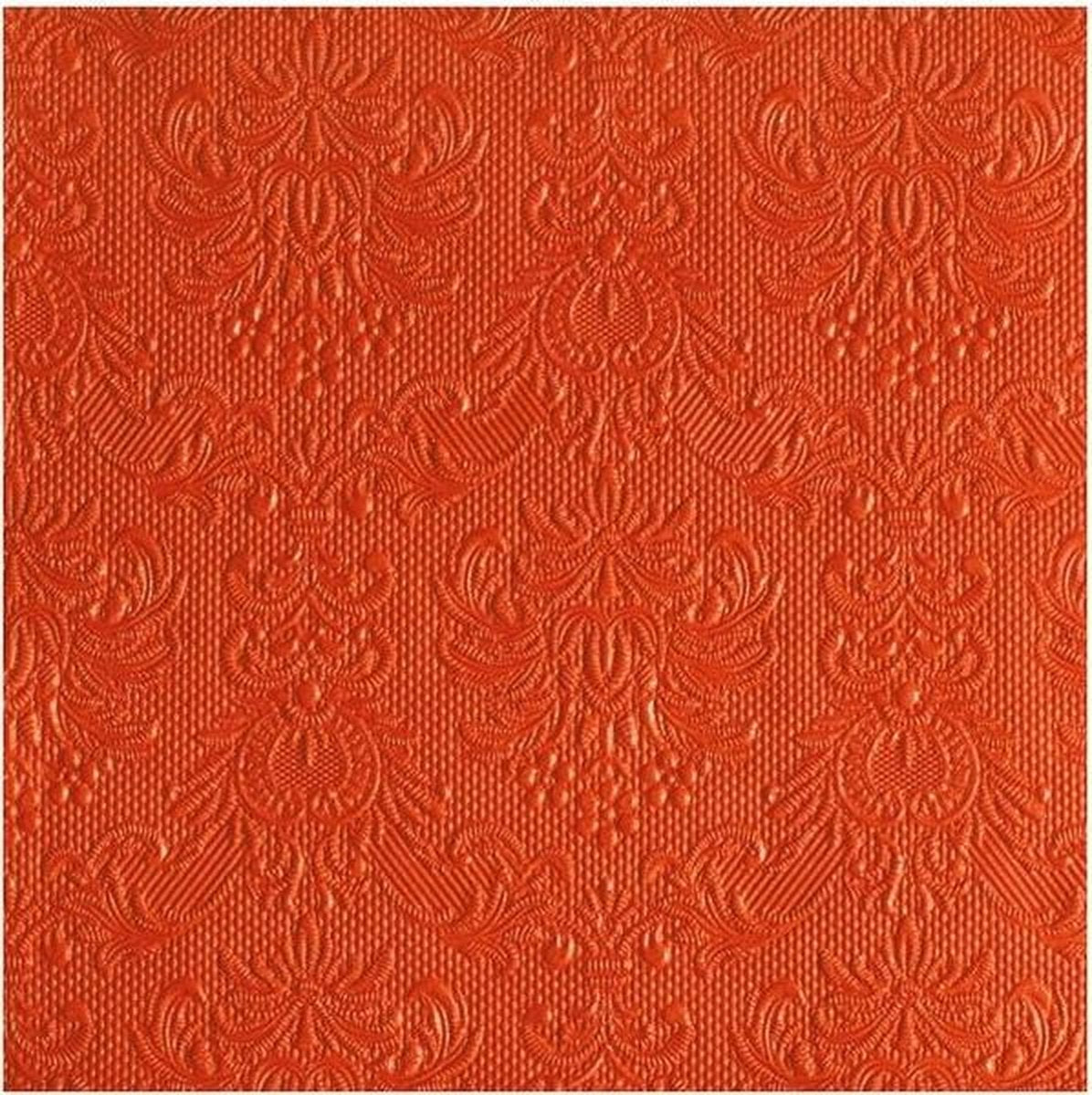 30x stuks Servetten oranje barok 3-laags - Servetten oranje barok stijl - Holland fan servetten - Servetten elegance oranje