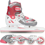 NORENSCHAATS/SKATE COMBO JUNIOR • SEMI-SOFTBOOT • N-FORCE II - Wit/Grijs/Roze - Maat 33-36
