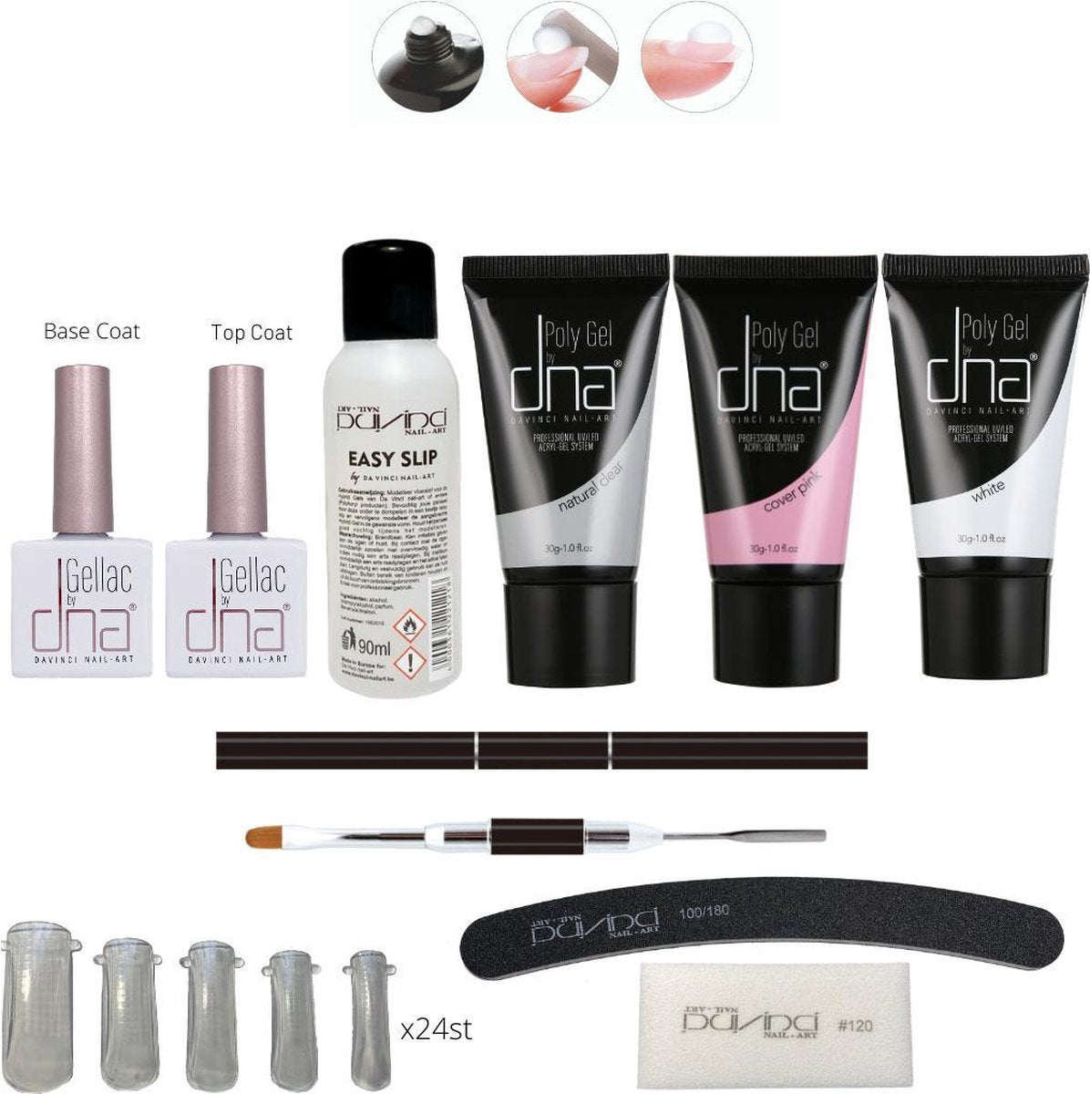 Polygel - uitgebreid starterspakket - Polyacrylgel - starterset met dual form - acrylgel - dual form polyacryl