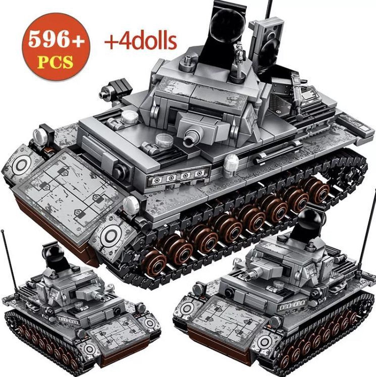 C06 - Duitse Panzerkampfwagen IV - 596 onderdelen en 4 mini-figuren - WW2 Bouwstenen