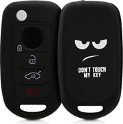 kwmobile autosleutelhoes voor Fiat 4-knops inklapbare autosleutel - Siliconen beschermhoes in wit / zwart - Don't Touch My Key design