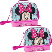 Set van 2x stuks kleine koeltassen voor lunch roze/licht blauw met Mini Mouse print 27 x 13 x 24 cm 8 liter - Koeltassen