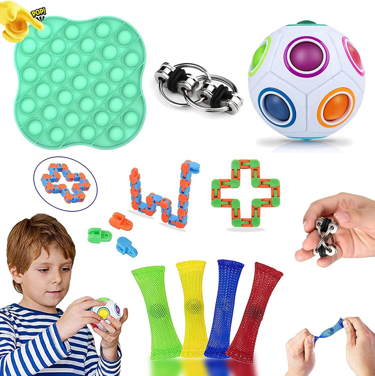 Fidget set - Fidgets - XL set - De meest exclusieve fidgets in een pakket - XL - Pop it - Fidgetspinners - Stress reductie - NEW MODEL - TIKTOK - LIMITED EDITION