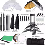 Fotografie Foto Studio Softbox Verlichting Kit Met 2.6X3M Achtergrond Frame 3Pcs Achtergronden Statief Reflector Board 4 Paraplu