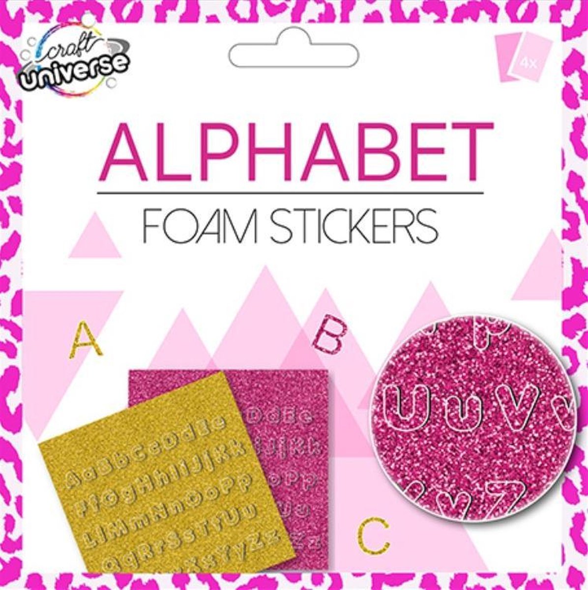 W&o Stickervellen Alphabet 15 X 15 Cm Eva Roze 2 Stuks