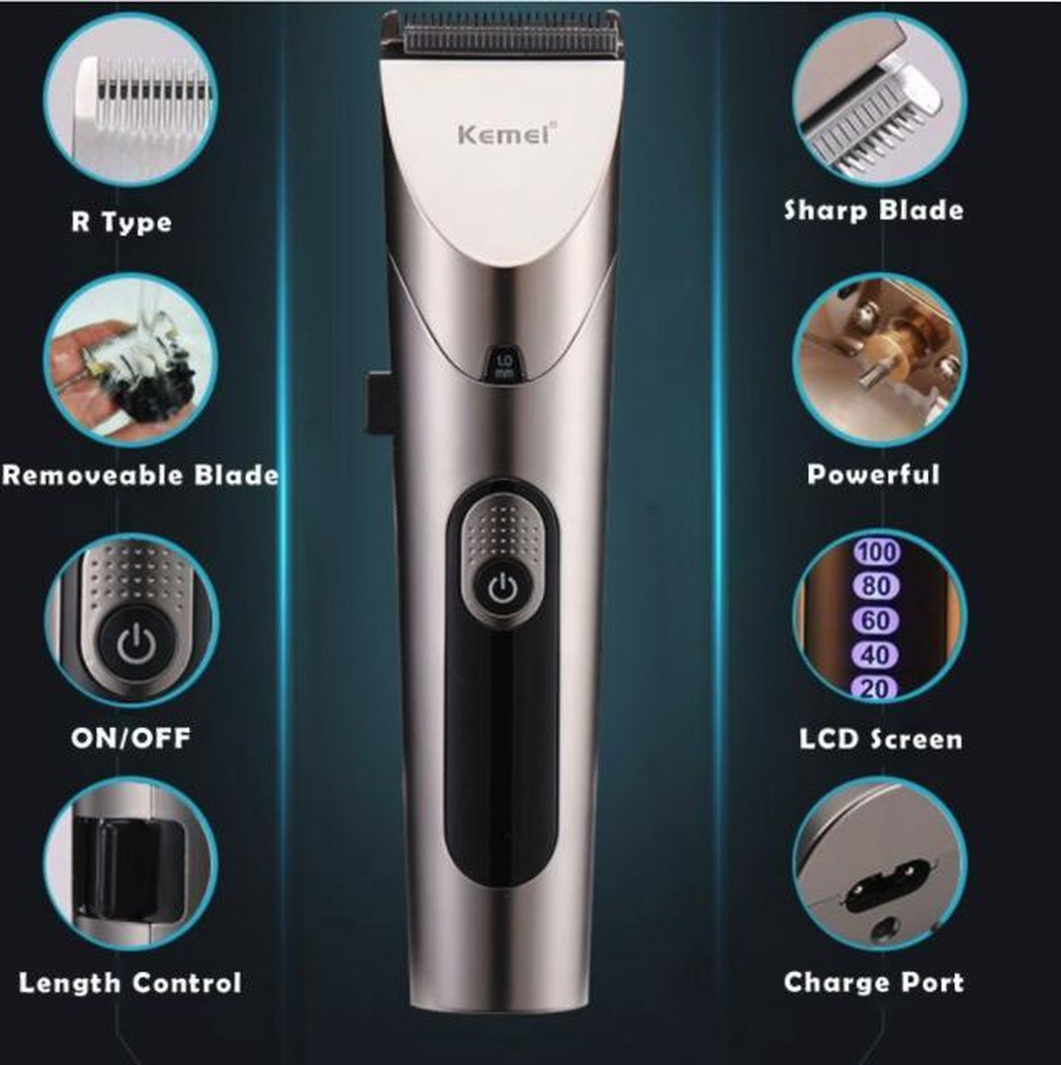 Kemei KM-1627 Professionele Tondeuse Trimmer Groomer - Scheerapparaat - Baardtrimmer - Precisietrimmer - Haarstyling - Haartrimmer Draadloos