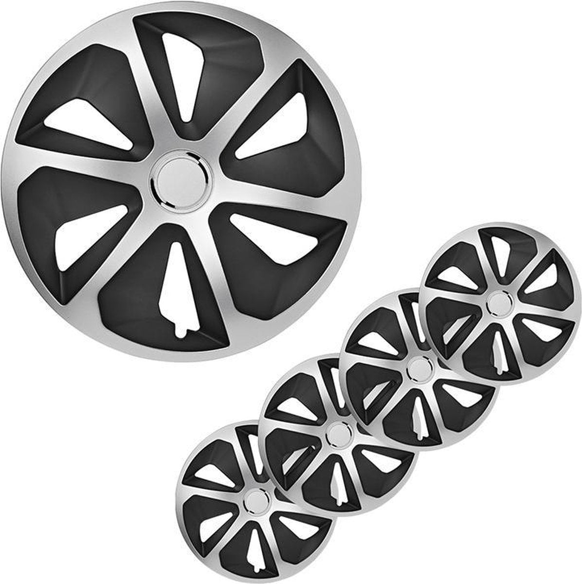 Wieldoppenset roco 4 Stuks voor 13 Inch velgen - zilver/zwart