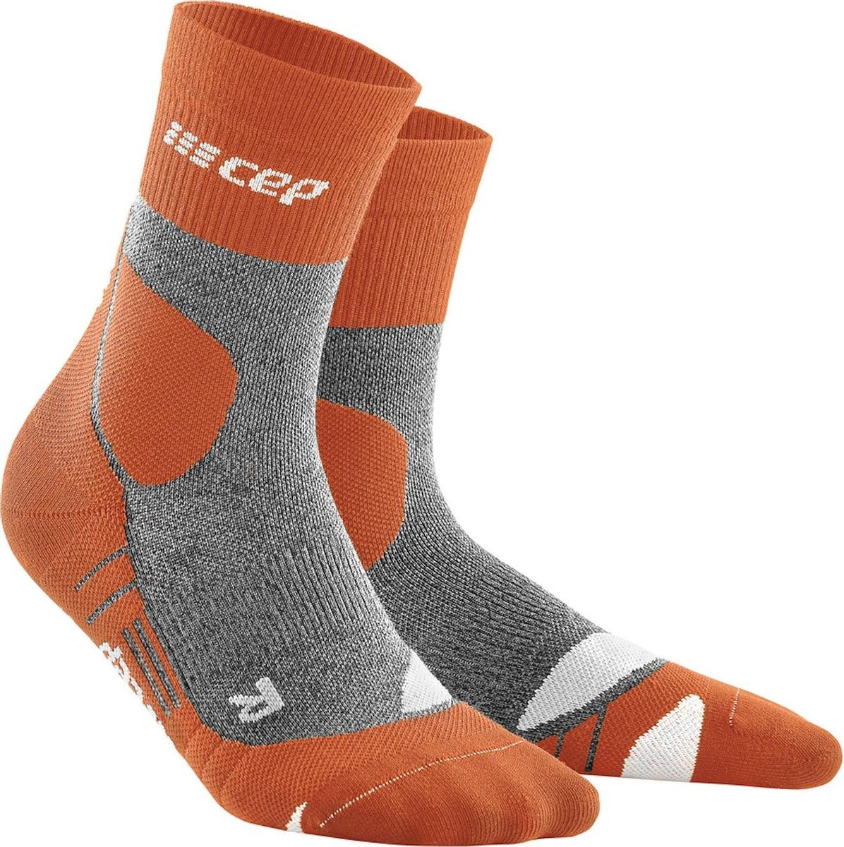 CEP Hiking Merino Mid-Cut Compressie Wandelsokken - Oranje/Grijs - Dames (37-40)