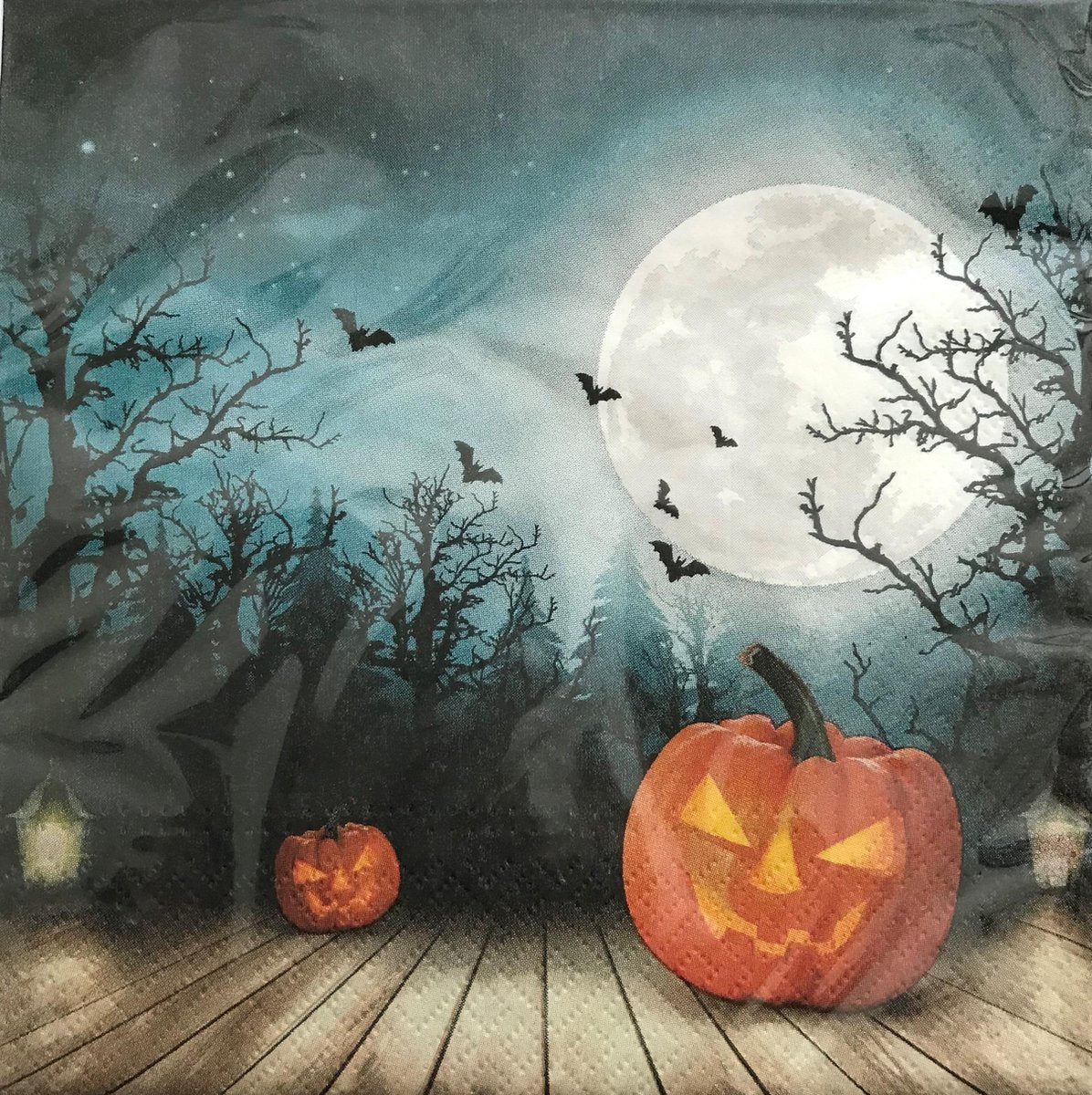 40 Halloween servetten - Blauw / Zwart / Oranje / Bruin / Wit / Grijs - 33 x 33 cm.