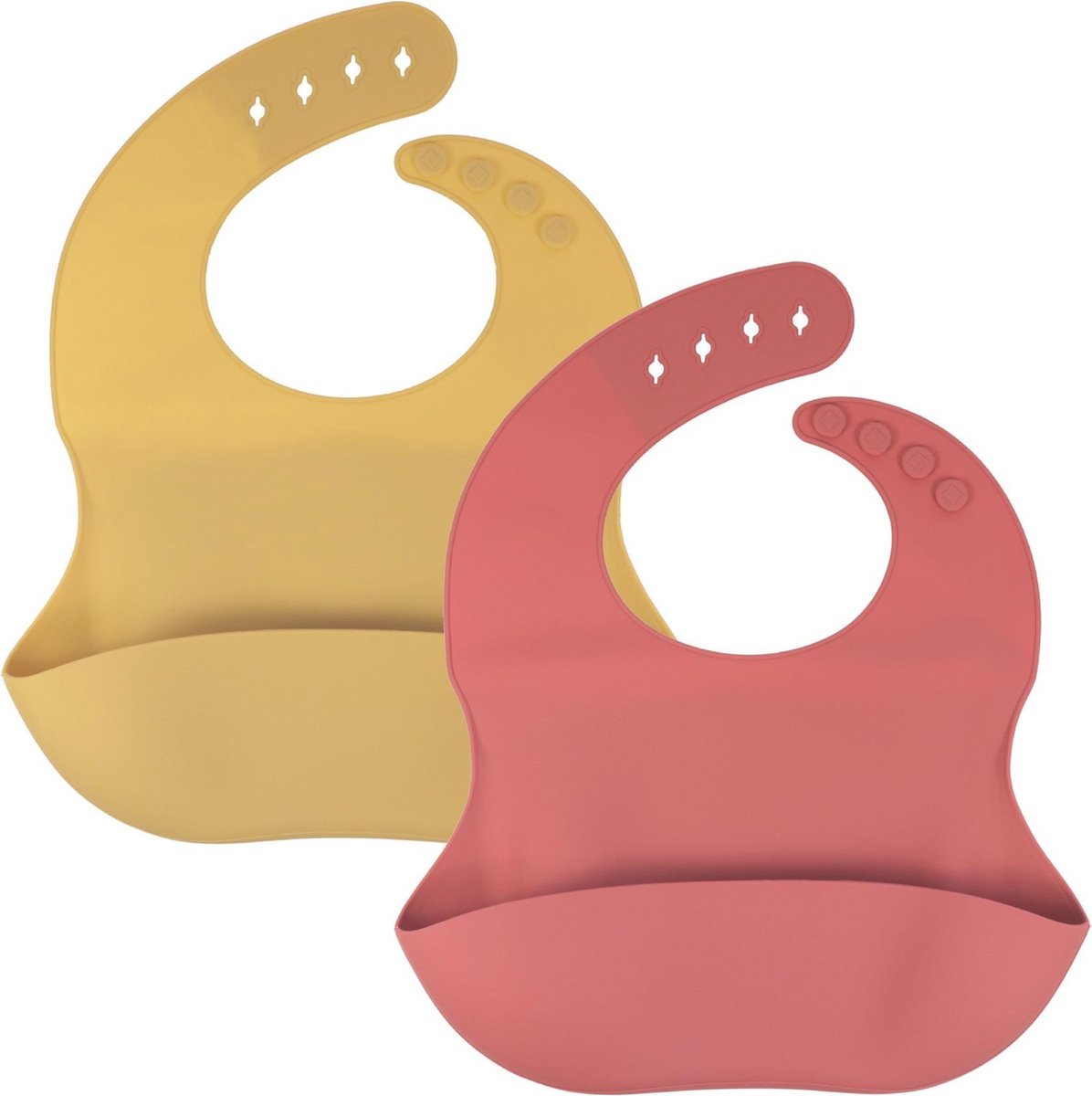 Siliconen slabbetje KliederZ – slab met opvangbakje set 2 stuks slabbers baby unisex – waterdicht - kraamcadeau - SB04
