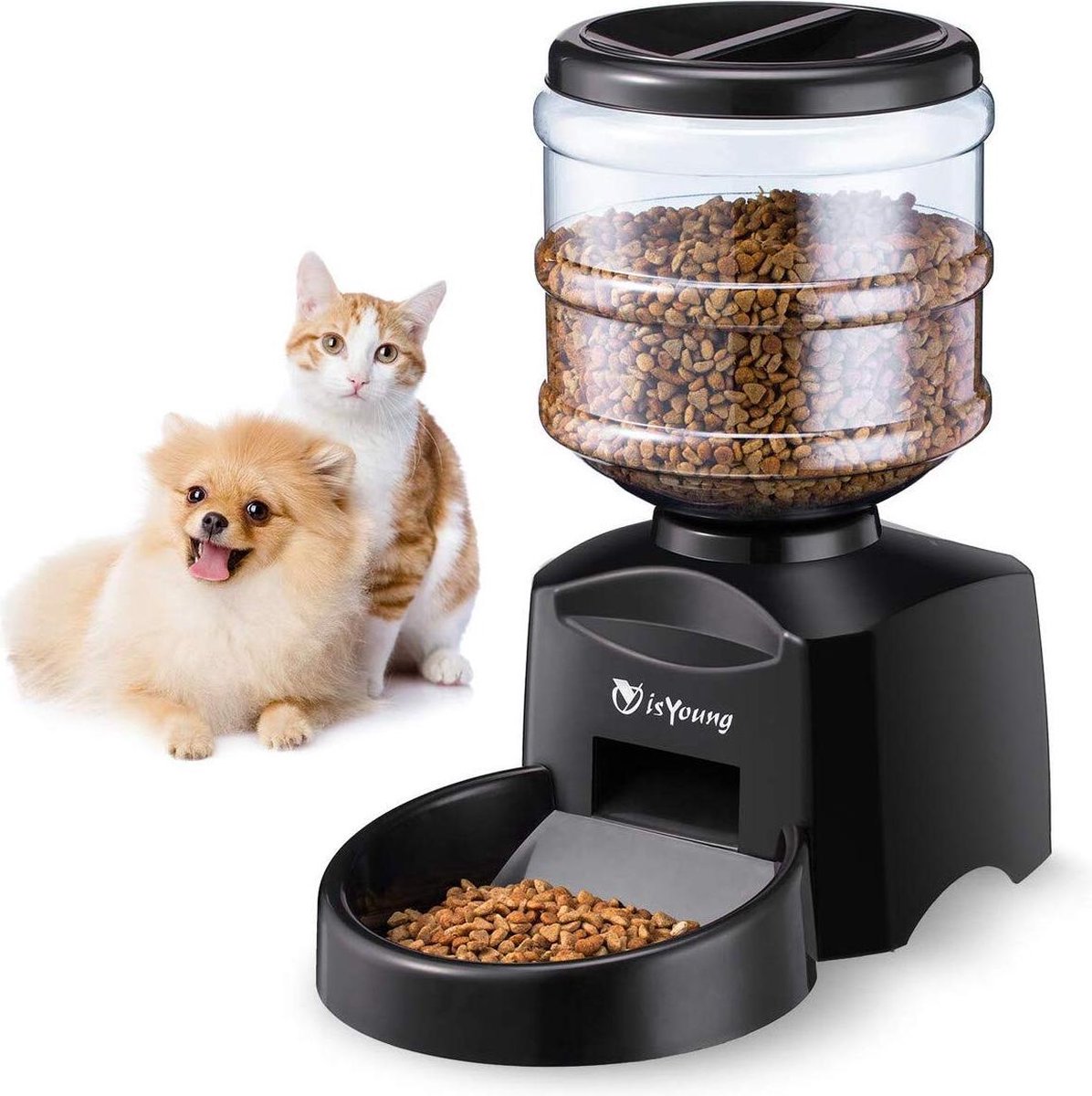 Automatische voerbak met LCD display 5.5kg capaciteit | Voederautomaat voor uw hond of kat met timer | Automatische voerdispenser ca. 25gr per portie | Pet feeder | Eenvoudig in te stellen | Ook werkzaam op batterijen