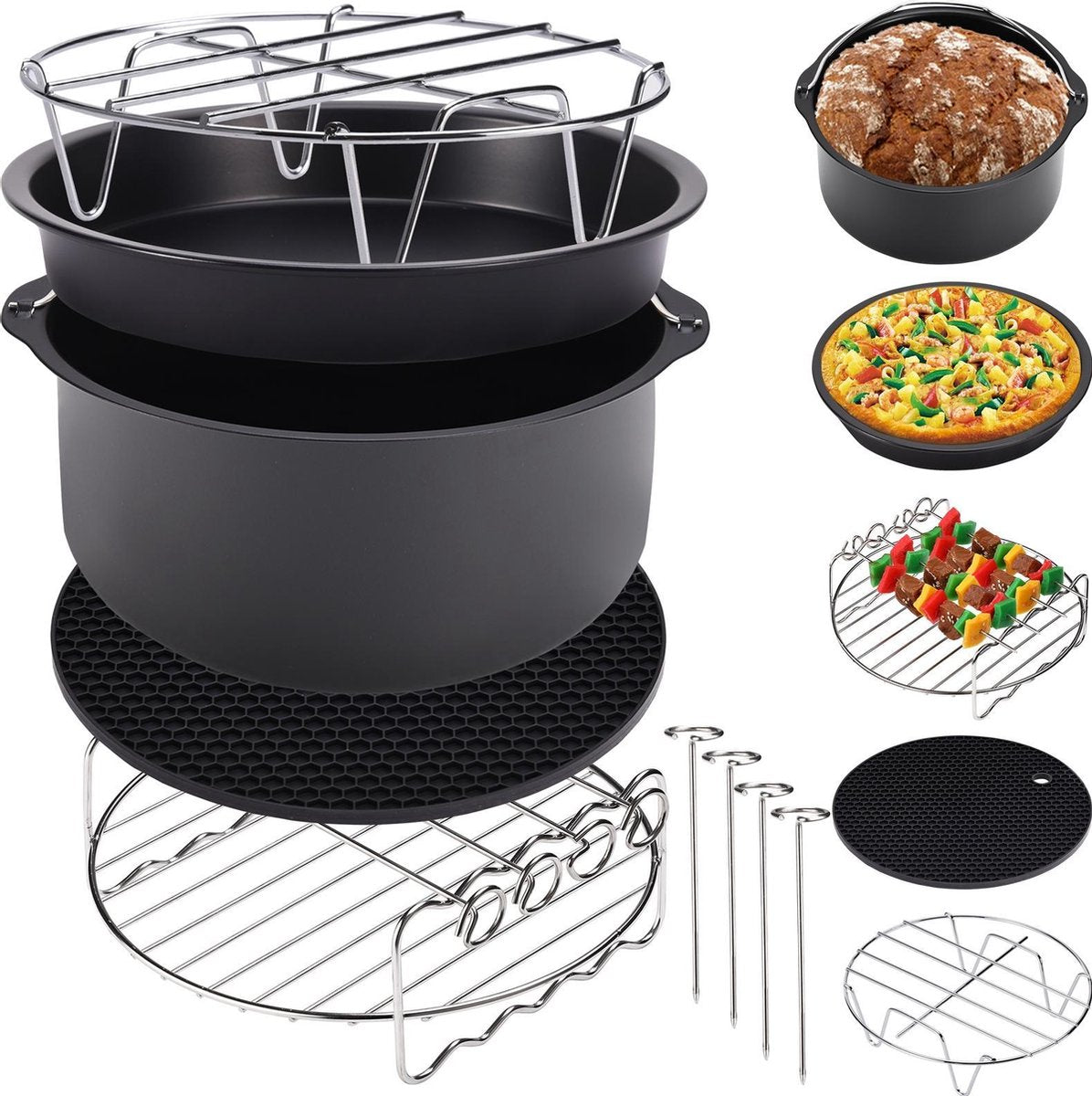 Deuba Airfryer accessoires - Geheel complete set- 9 stuks