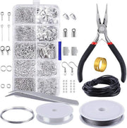 Grote sieraden onderdelen set + opbergdoos + platbektang + draad