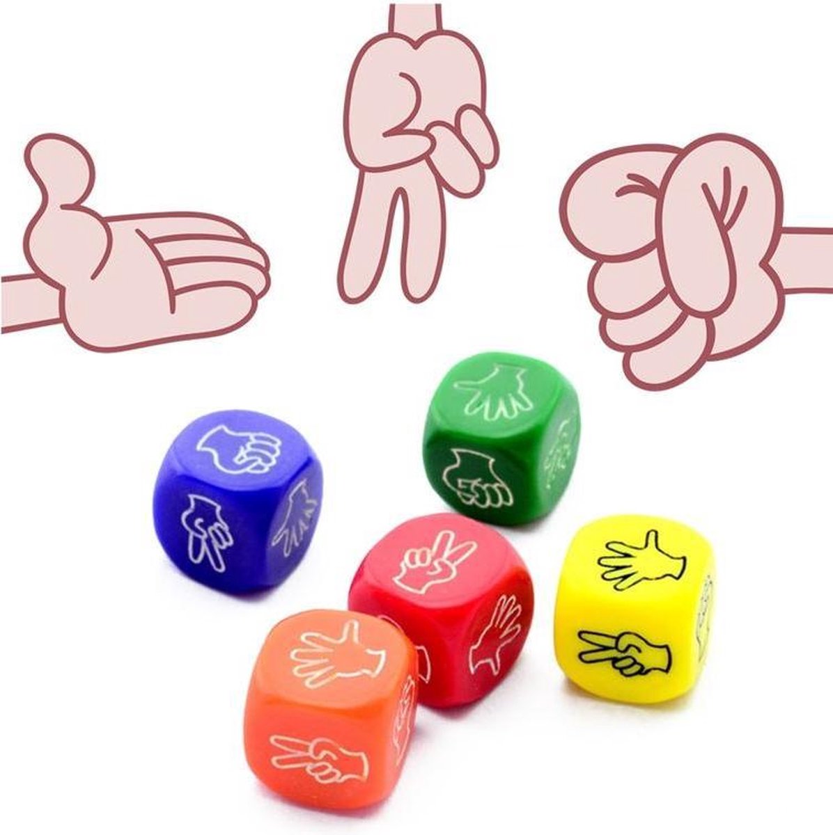 Steen Papier Schaar Dobbelstenen - Set van 3 Stuks - Rock Paper Scissors - Dobbelspel - Stipco