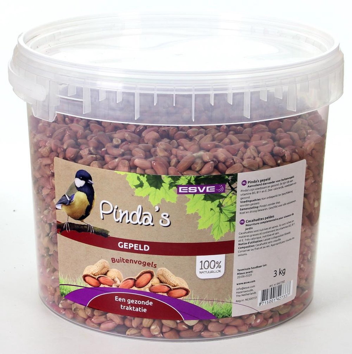 Pinda's gepeld emmer 3 kilo