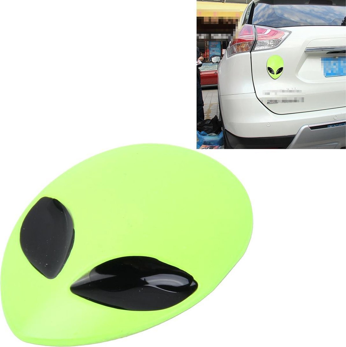 Wizard Head Shape Auto Sticker 3D Metal Fashion Car Stickers (fluorescerend groen licht)