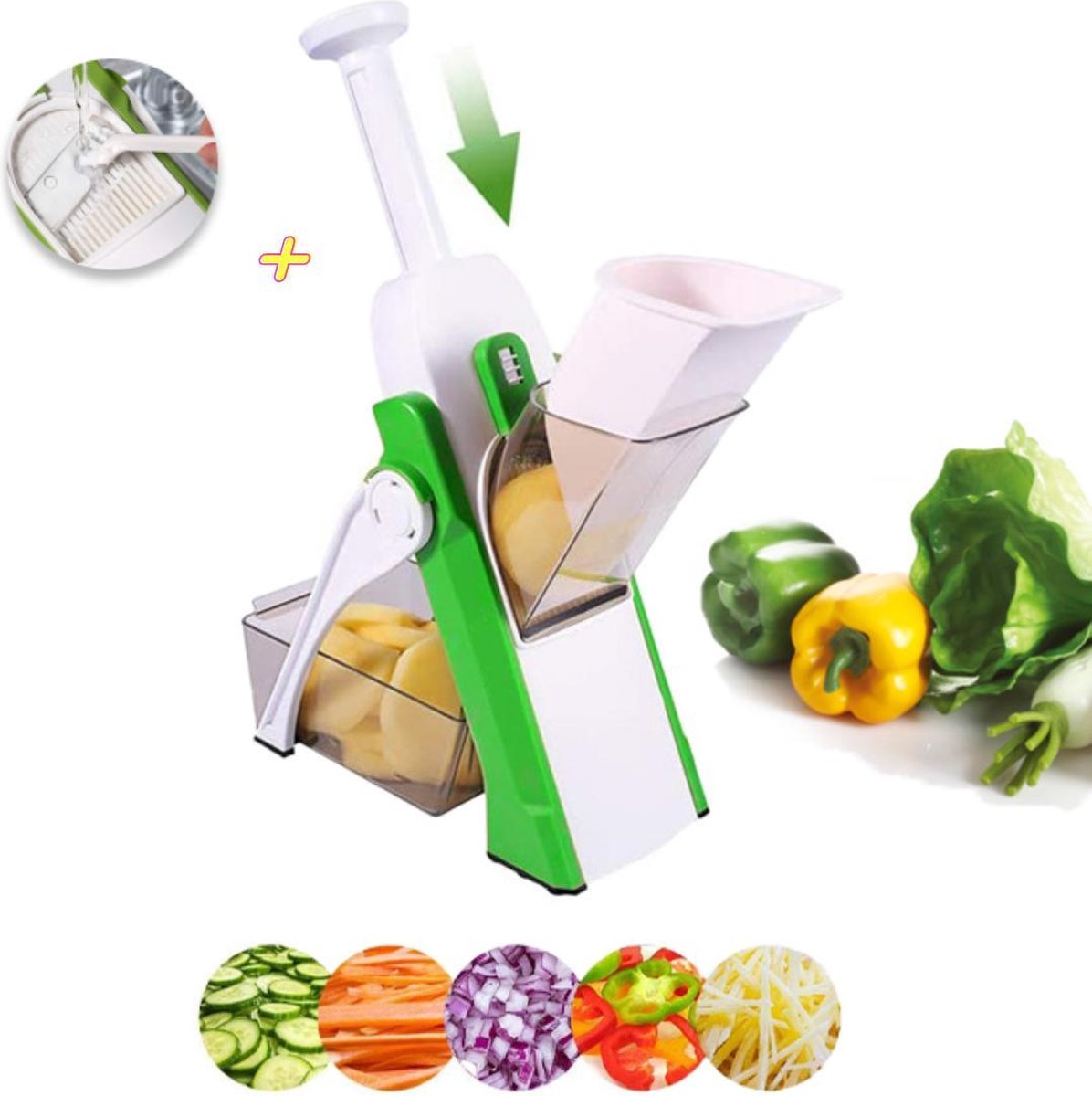 Safe Slicer Mandoline Keukenmachine - Groentesnijder - Uiensnijder - Frietsnijder