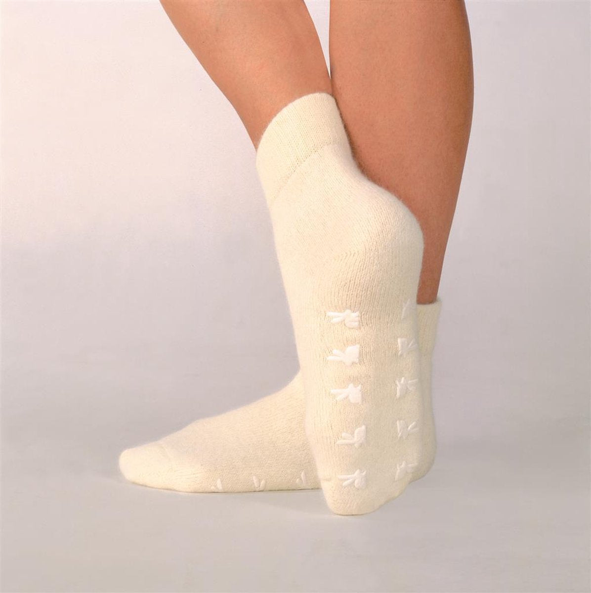 Bedsokken Anti Slip - Warmte Sokken Wit -  Maat L 42 - 45