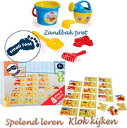 Small Foot Leerpuzzel Klok Kijken Hout 34 Stukjes 12 X 6 Cm en een Strandset 7-delig zandmannetje