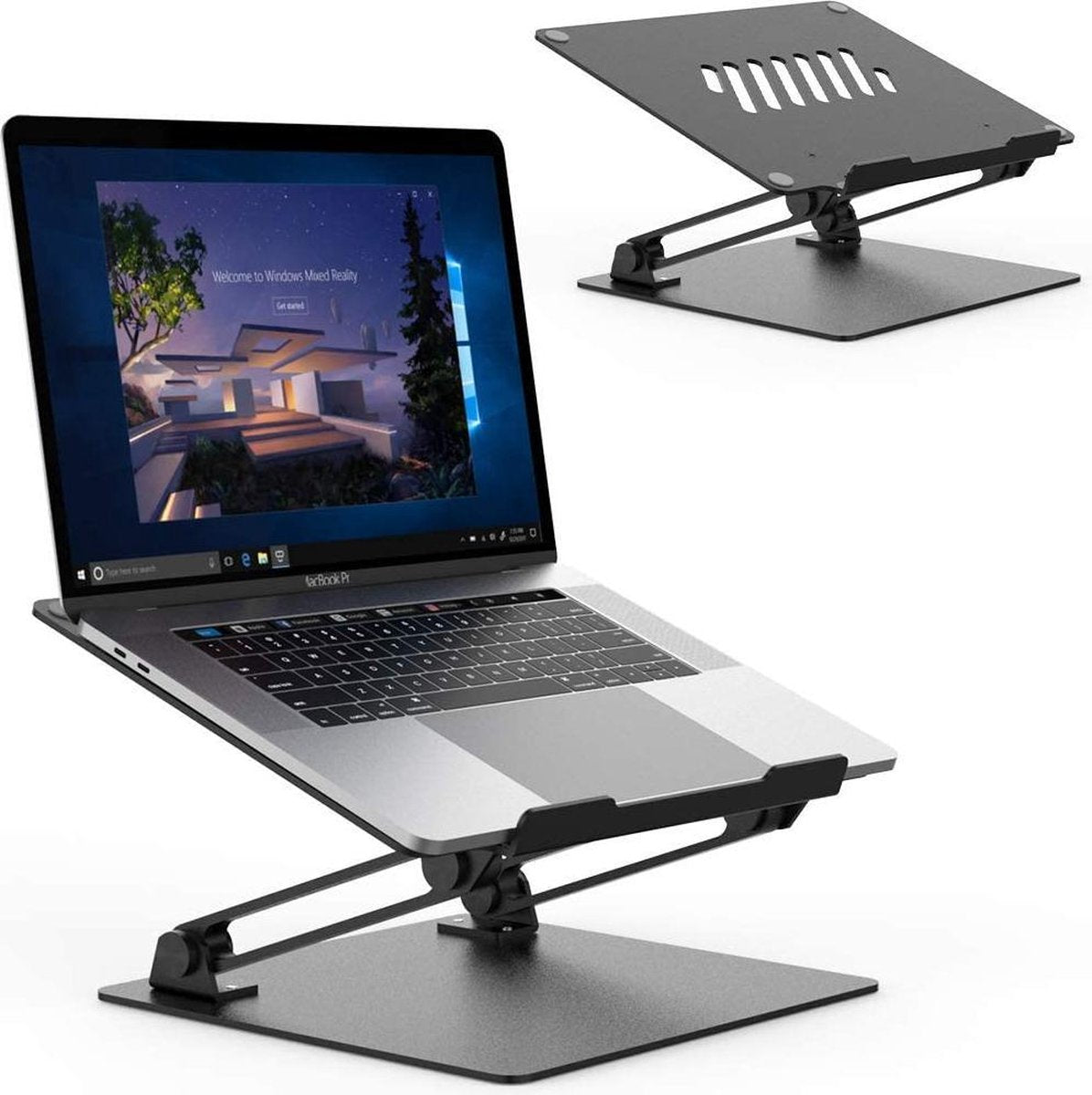 HN® Laptopstandaard verstelbaar aluminium 36x23x18.5cm | Ergonomische laptophouder te verstellen naar eigen comfort | Luchtig design houdt uw laptop koel | Modern en efficiënt design | Duurzaam materiaal | Eenvoudige montage