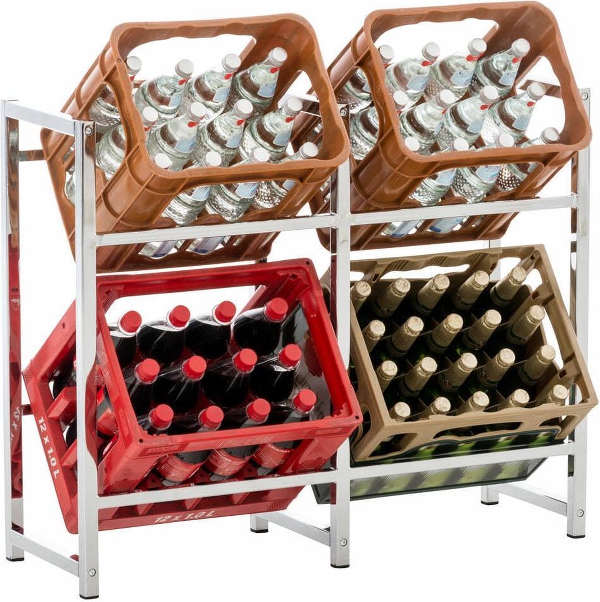 Clp Lennert Krattenrek - Chroom look 75 x 91 x 31 cm (voor 4 kratten)