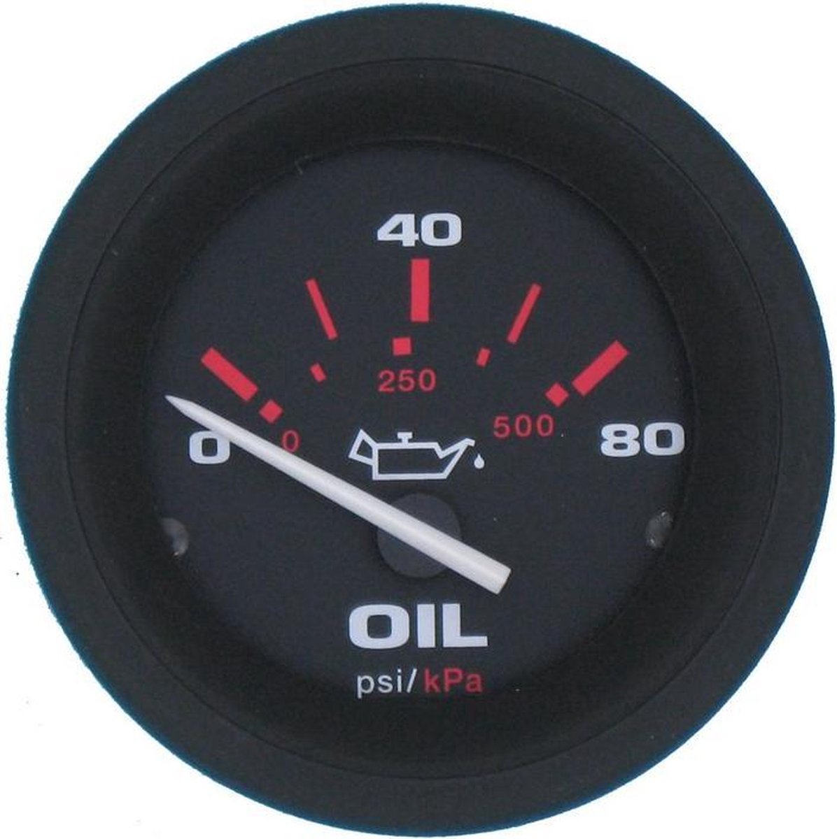 Veethree Amega Oliedrukmeter 0- 80 PSI Ø 60 mm USA