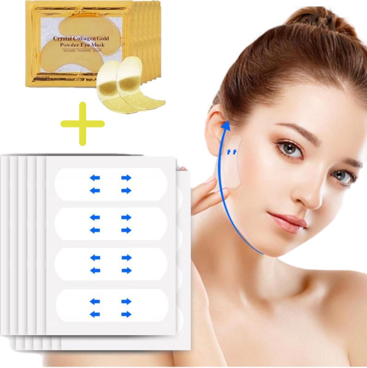 Facelift Tape met GRATIS Oogmasker voor Wallen – 40 Stuks – Face Tape – Gezicht Tape – Transparant