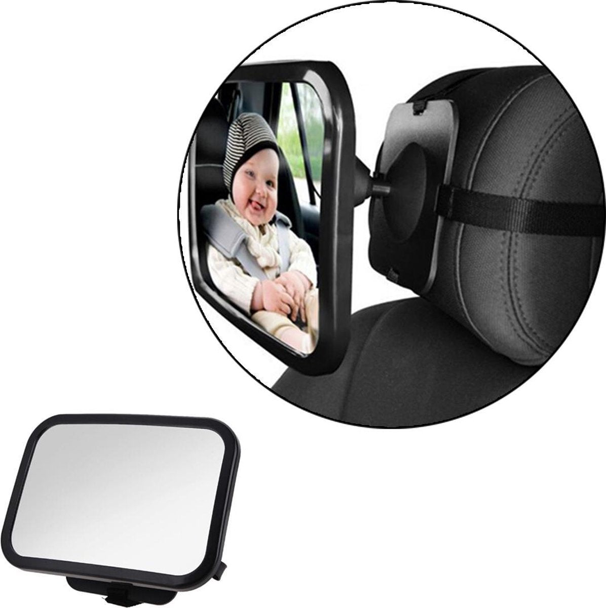 Flokoo Baby XL Autospiegel - Universeel - 360 Graden Draaibaar - Zwart