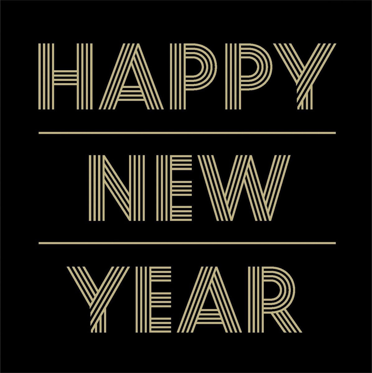 J-Line Pak 20 Servetten Happy Newyear Papier Zwart/Goud Large