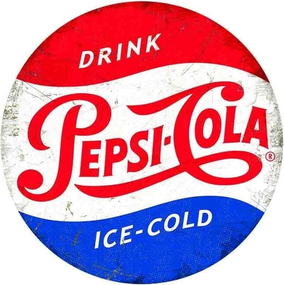 Retro rond muurplaatje Pepsi Cola 30 cm