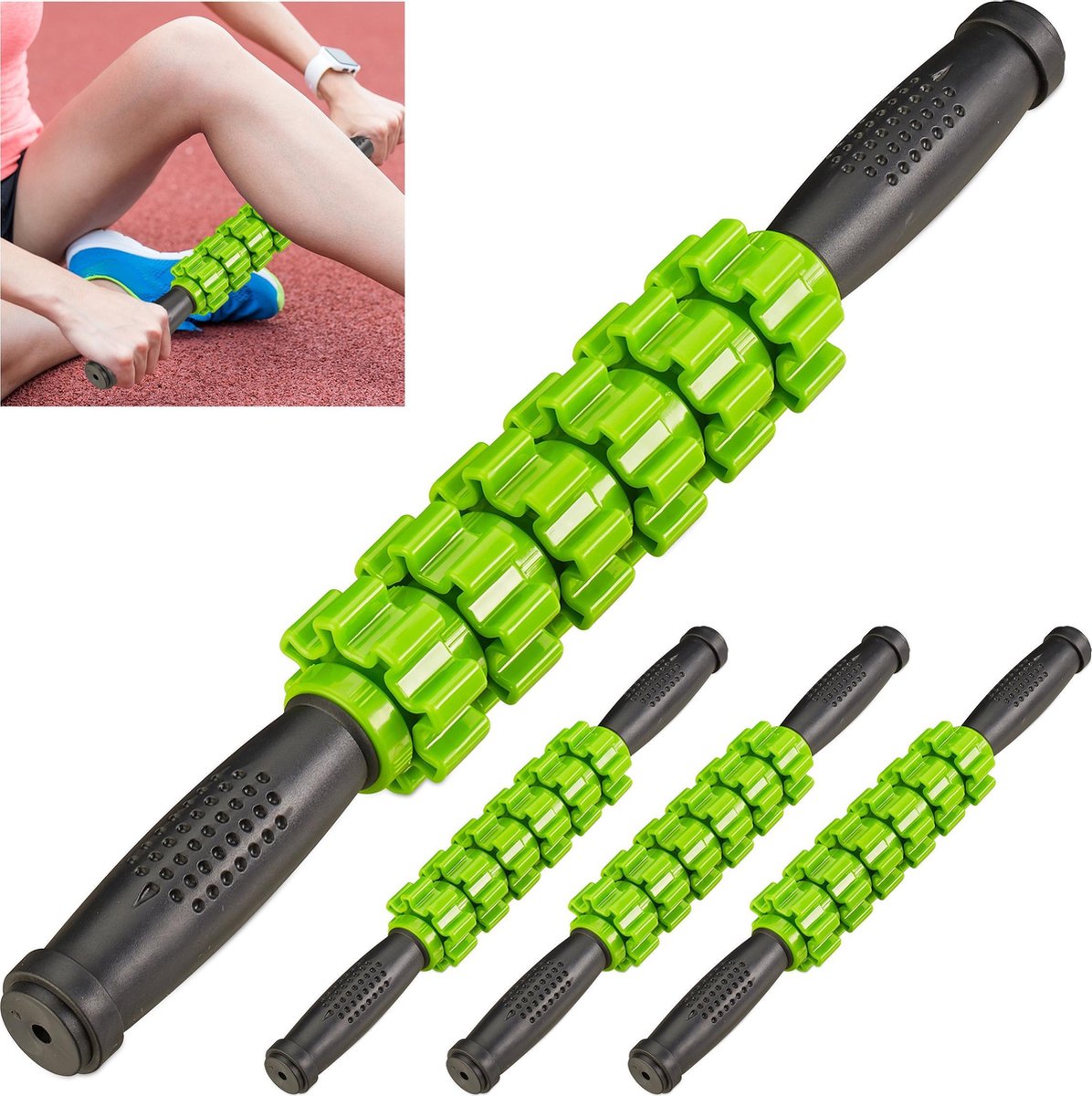 relaxdays 4 x massageroller - trigger point massage - massage stick - handvatten – fitness