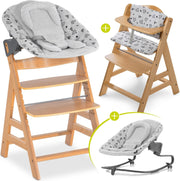 Hauck Alpha Plus Kinderstoel - Newborn Set Premium - Hout / Nordic Grey