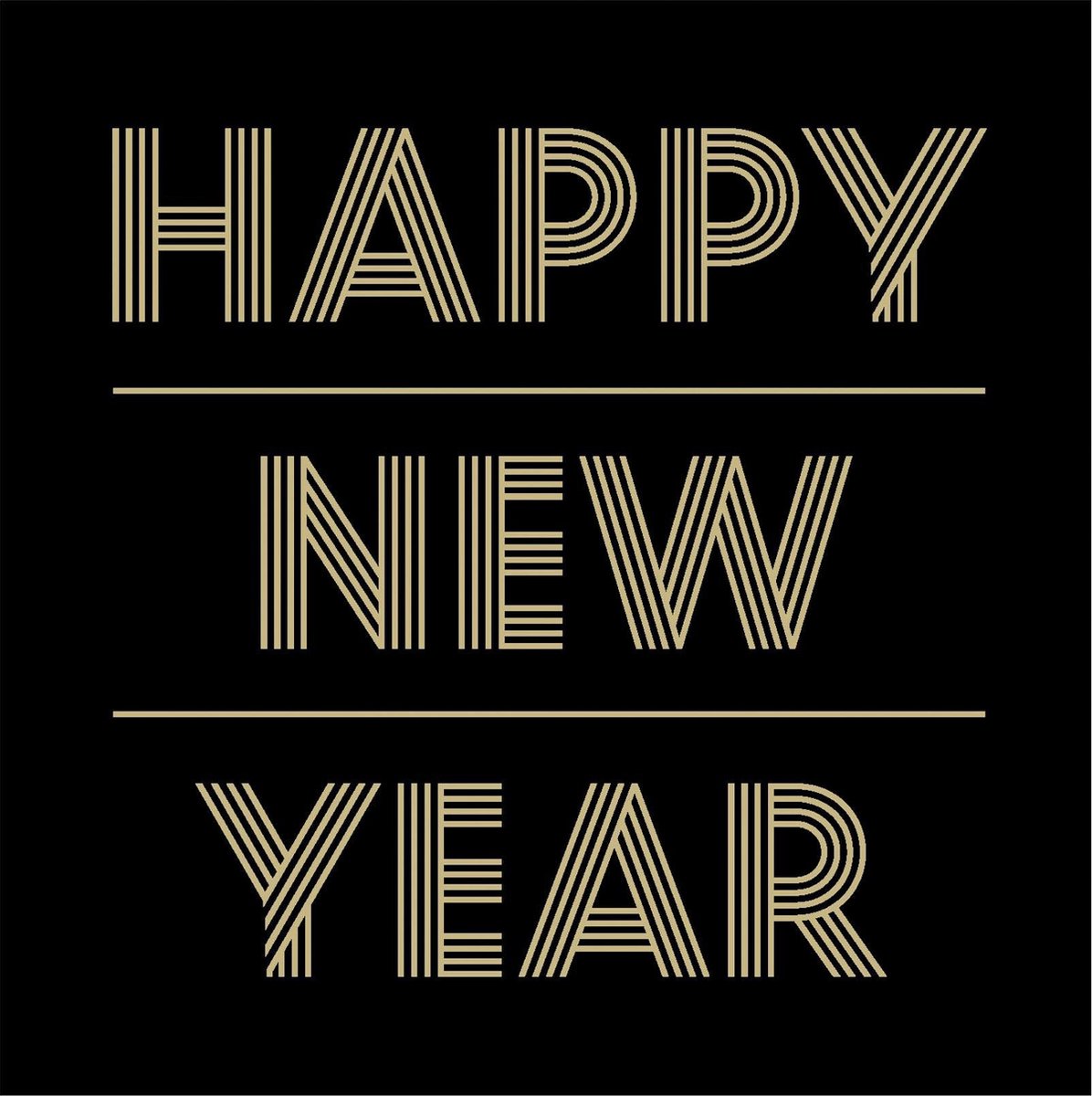 J-Line Pak 20 Servetten Happy Newyear Papier Zwart/Goud Small